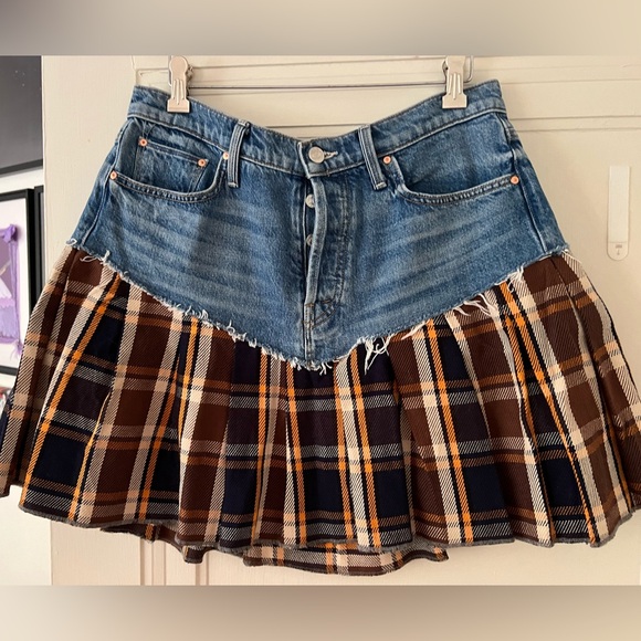 Mother The Fluff & Fold Mini Skirt Denim Women's Size 30 100%Cotton Taylor Swift - Picture 4 of 7